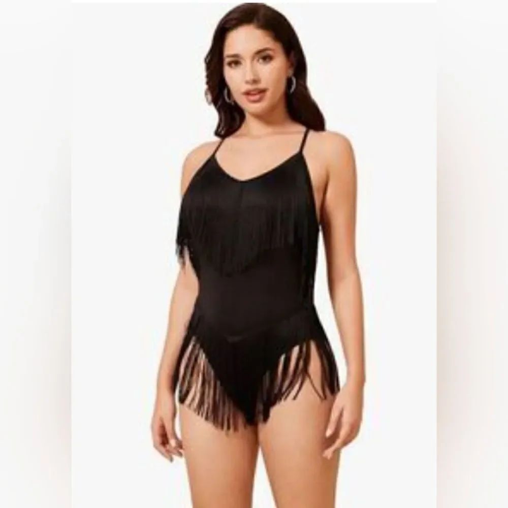 Black Fringe Body Suit